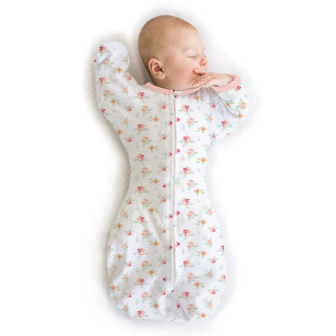 Transitional Swaddle Sack Kapalopussi, peachy pink watercolor floral