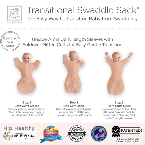 Transitional Swaddle Sack Kapalopussi, Peach Blush with Polka Dot
