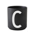 Porcelain letter mug, black