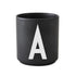 Porcelain letter mug, black