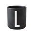 Porcelain letter mug, black