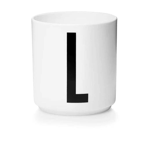 Porcelain letter mug, white