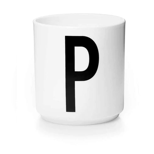 Porcelain letter mug, white