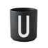 Porcelain letter mug, black