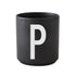 Porcelain letter mug, black