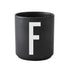 Porcelain letter mug, black