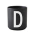 Porcelain letter mug, black