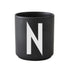 Porcelain letter mug, black